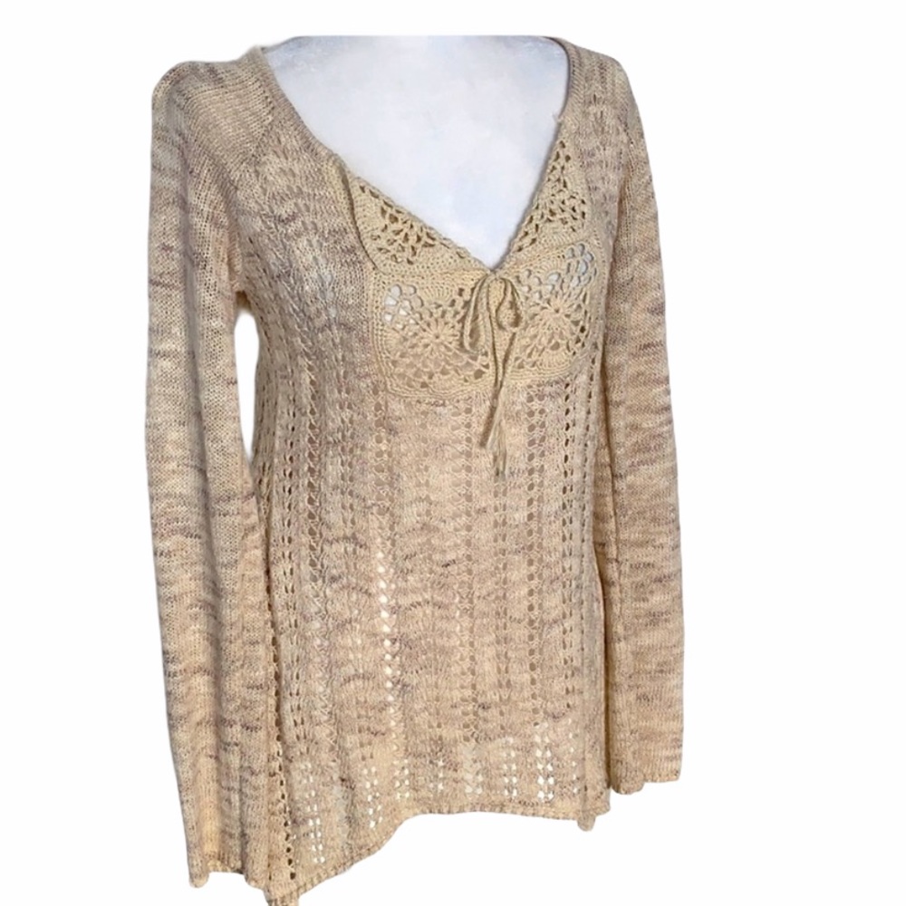 AMERICAN RAG Ecru Lacy Knit Sweater sz S